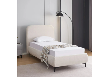 מיטה יחיד 190×90 מרופדת בד רחיץ דגם קורין בגוון קרם