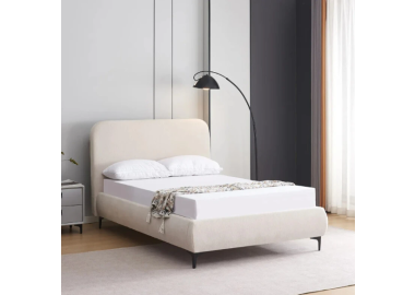 מיטת נוער 190×120 מרופדת בד רחיץ דגם קורין בגוון קרם