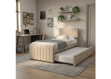 מיטה 190×90 בד רחיץ עם מיטת חבר דגם סנדי בגוון קרם