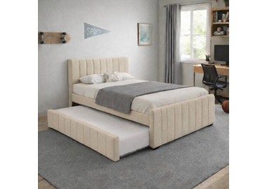 מיטה 190×120 בד רחיץ עם מיטת חבר דגם סנדי בגוון קרם