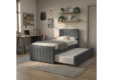 מיטה 190×90 בד רחיץ עם מיטת חבר דגם סנדי בגוון אפור