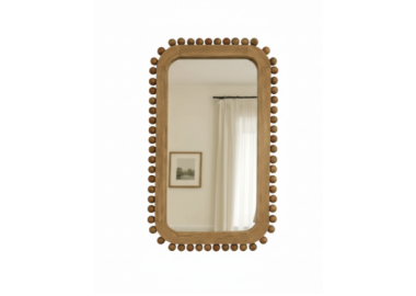 מראה מלבנית מעץ עם מסגרת חרוזים