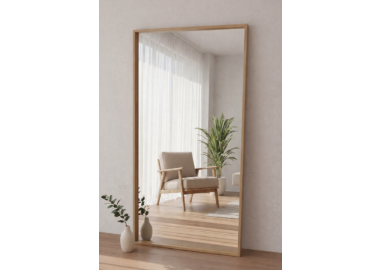 מראה מלבנית עומדת במסגרת עץ טבעי – דגם אלגנט 182/91 ס"מ