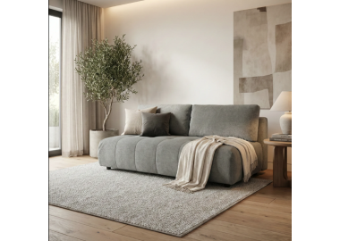 ספה מעוצבת נפתחת למיטה זוגית עם ארגז מצעים דגם קרן בגוון אפור