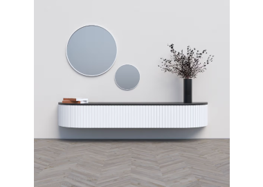 מזנון צף דגם Venice צבע אלון שחור ולבן מט