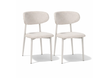 זוג כסאות לפינת אוכל מרופדים בד רחיץ דגם סמבה בגוון אבן אופוויט