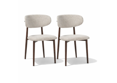 זוג כסאות לפינת אוכל מרופדים בד רחיץ דגם סמבה בגוון קפוצינו אגוז