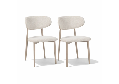 זוג כסאות לפינת אוכל מרופדים בד רחיץ דגם ריו אבן מוקה