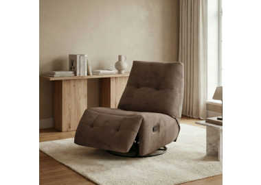 כורסת טלוויזיה מסתובבת עם מנגנון נדנוד והדום נשלף דגם ליאור בגוון חום