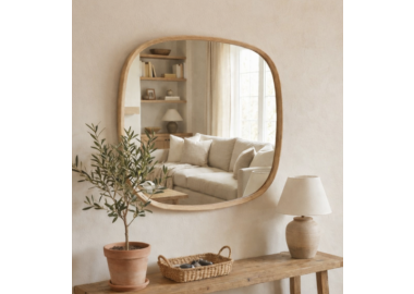 מראת קיר מעוצבת במסגרת עץ טבעי דגם 9641