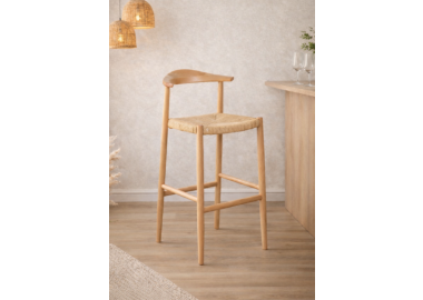 כיסא בר מעץ אלון טבעי דגם 580600G