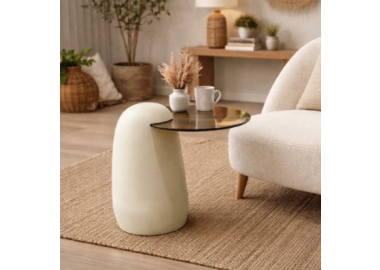 שולחן צד מעוצב בשילוב זכוכית מחוסמת דגם 560350H