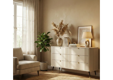 שידת קומודה מעוצבת 6 מגירות דגם סופיה גוון קשמיר