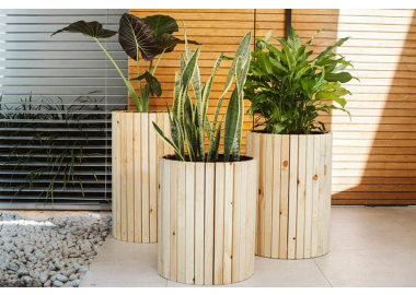 סט 3 אדניות עגולות דגם גליל