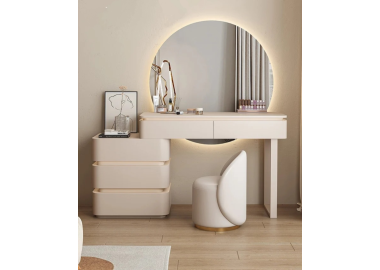 פינת איפור מפוארת דגם לני כולל כסא ומראה לד בגוון לבן