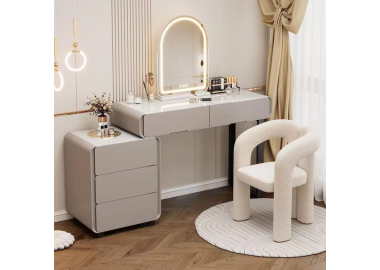 פינת איפור הכוללת כסא בוקלה +מראה מודרנית דגם עדי בגוון סהרה