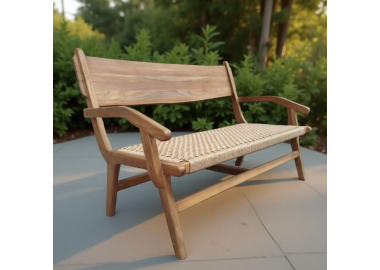 ספסל מעץ טיק וראטן סינטטי Marquez 