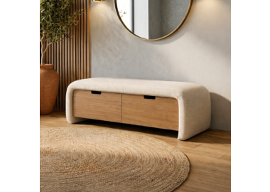 ספסל לחדר שינה מעץ ובד בוקלה