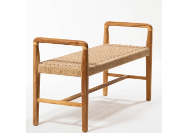 ספסל מעץ טיק וראטן סינטטי Meno