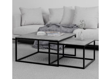 זוג שולחנות סלון מרובעים דגם Texas פורמייקה אפורה