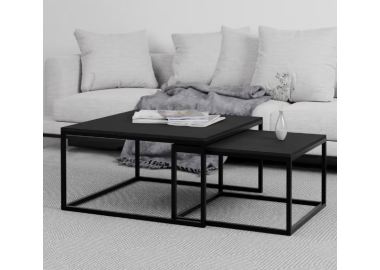 זוג שולחנות סלון מרובעים דגם Texas גוון אלון שחור