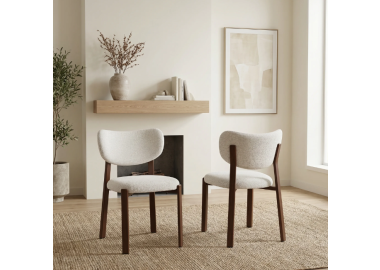 זוג כסאות לפינת אוכל מרופדים בד רחיץ דגם דורי רגל אגוז