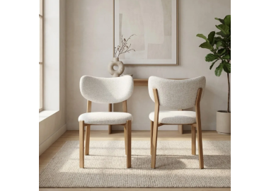 זוג כסאות לפינת אוכל מרופדים בד רחיץ דגם אלכס