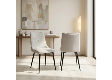 זוג כיסאות מעוצבים לפינת אוכל מרופדים בד רחיץ דגם דקל