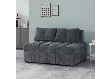 ספה נפתחת למיטה זוגית עם ראש מתכוונן דגם קמפרי בגוון אפור