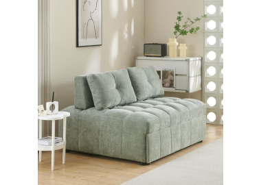 ספה נפתחת למיטה זוגית עם ראש מתכוונן דגם קמפרי בגוון ירוק