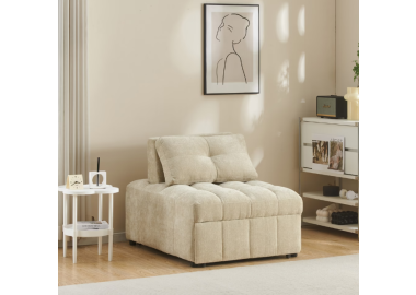 כורסא נפתחת למיטת יחיד עם ראש מתכוונן דגם ליקר בגוון קרם