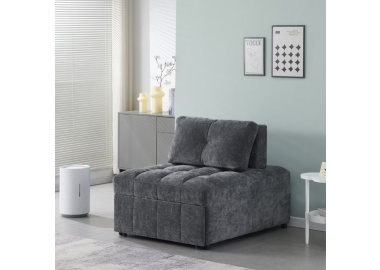 כורסא נפתחת למיטת יחיד עם ראש מתכוונן דגם ליקר בגוון אפור