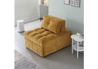 כורסא נפתחת למיטת יחיד עם ראש מתכוונן דגם ליקר בגוון חרדל