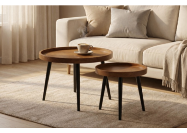 שולחנות סלון עגולים מעץ מנגו דגם 1878