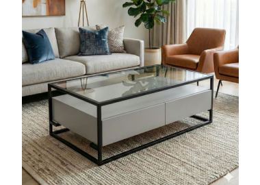 שולחן סלון בשילוב זכוכית דגם Tony גוון אפור בטון