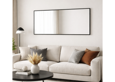 מראה מלבנית מעוצבת במסגרת שחורה 