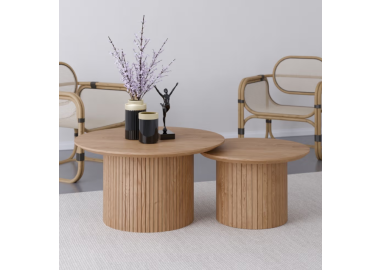 זוג שולחנות לסלון דגם Merllo גוון אלון טבעי