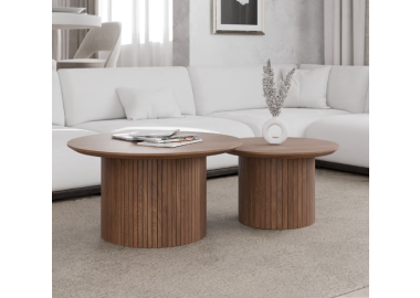 זוג שולחנות לסלון דגם Merllo גוון אגוז אמריקאי