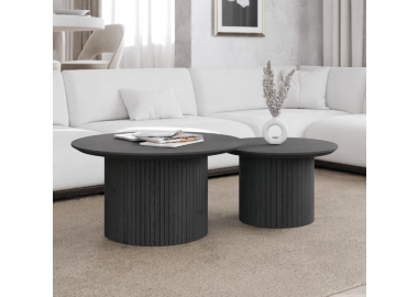 זוג שולחנות לסלון דגם Merllo גוון אלון שחור