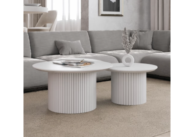 זוג שולחנות לסלון דגם Merllo גוון לבן מט