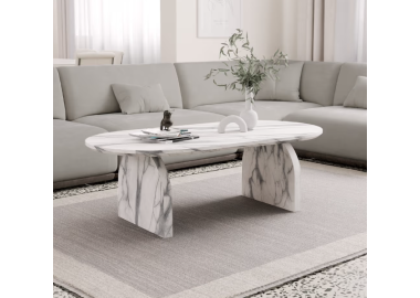 שולחן לסלון אובלי דגם Aria גוון פורמייקה דמוי שייש