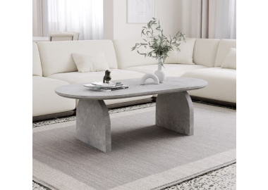 שולחן לסלון אובלי דגם Aria גוון פורמייקה אפורה