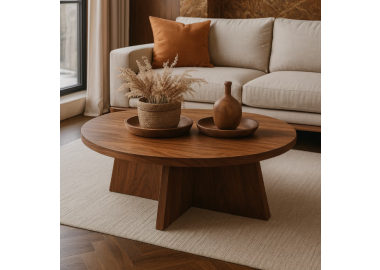 שולחן סלון עגול יוקרתי דגם Jack גוון אגוז אמריקאי