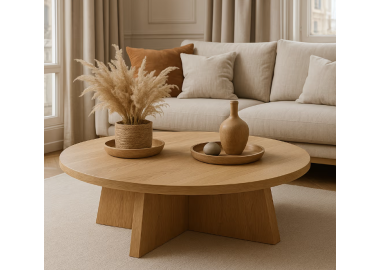 שולחן סלון עגול יוקרתי דגם Jack גוון אלון טבעי