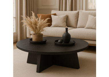 שולחן סלון עגול יוקרתי דגם Jack גוון אלון שחור