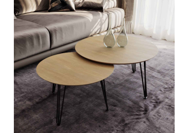 זוג שולחנות סלון קולקציית עץ טבעי