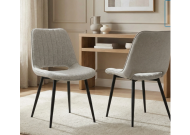 זוג כסאות אוכל מעוצב לפינת אוכל דגם שוהם בגוון אפור
