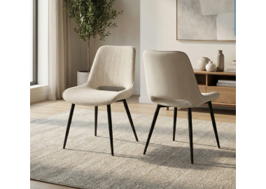 זוג כסאות אוכל מעוצב לפינת אוכל דגם שוהם בגוון קרם