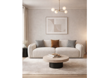 ספה דגם פרנקו 233 מעוצבת בד ארוג בגוון שמנת 