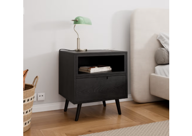 שידת לילה דגם Lisbon אלון שחור